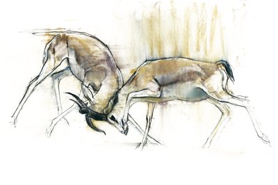 Sand Gazelles ، 2009 (كونت وفحم على ورق) بواسطة مارك ادلينجتون