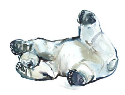 Snow Rub (Polar Bear) ، 2013 (ألوان مائية وغواش على ورق) بواسطة مارك ادلينجتون