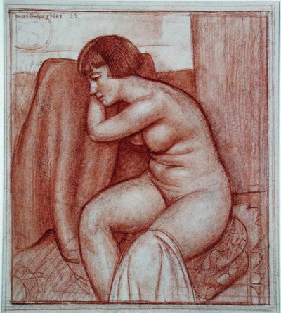 مجسم عاري جالس (قلم رصاص على ورق) بواسطة Mark Gertler