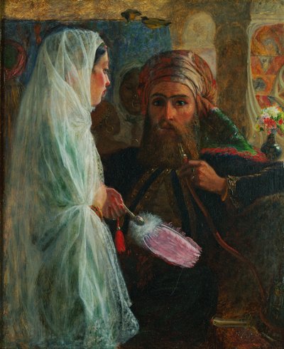 مدخن النرجيلة (زيت على قماش مرسوم على متنه) بواسطة Marshall Claxton