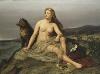 كراكا (Aslaug ، Aslog) ، بواسطة Winge ، Marten Eskil (1825-1896). زيت على قماش بواسطة Märten Eskil Winge