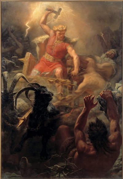 Le Combat de Thor (Tor) avec les Geants - Thor Fight with the Giants - Winge، Marten Eskil (1825-1896) - 1872 - زيت على قماش - 484x333 - Nationalmuseum Stockholm بواسطة Märten Eskil Winge