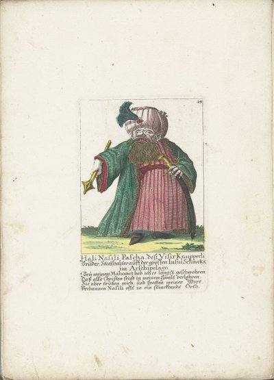 De dwerg Hali Nasili Pasha ، حوالي عام 1710 هالي نسيلي باشا ، شقيقه فيسير كنوبرلي ، حاكم جزيرة شميكس الكبيرة في Arsipelago (العنوان على الكائن) Il Callotto resurcitato أو خزانة صغيرة مفروشة حديثًا (عنوان السلسلة) بواسطة مارتن إنجلبرخت (منسوب إلى)