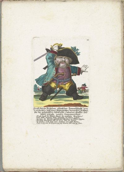 De dwerg Hanss Görge Prijhann كضابط woeste ، حوالي 1710 Hanß Görge Prijhann ، من مواليد Donnerhundt ، من سكاندربيغ من لقيط Hottendottin Rottmeister ، آكل جريء وحديد ، Catharina ، köpffer و Bluth gurgln كونترا تشامبيردانت (العنوان بواسطة مارتن إنجلبرخت (منسوب إلى)