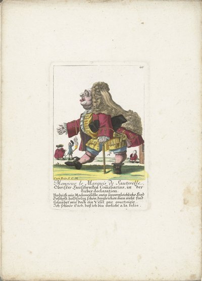 القزم السيد لو ماركيز دي سوتريل ، كاليفورنيا. 1710 Monsieur le Marquis de Sauterelle ، Obrister Hüschrecken Comissarius ، في إعلان der Liebes (العنوان على الكائن) Il Callotto resurcitato oder Neu einrichtes Zwerchen Cabinet (عنوان السلسلة) بواسطة مارتن إنجلبرخت (منسوب إلى)