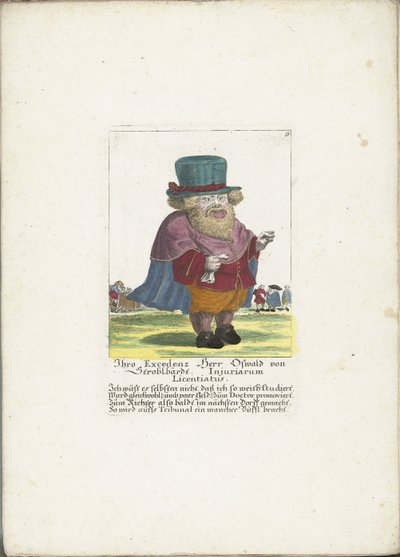 De dwerg Oswald van Stroblbardt، ca. 1710 Your Excedenz Herr Oswald von Stroblbardt Injuriarum Licentiatus (العنوان على الكائن) Il Callotto resurcitato أو Zwerchen Cabinet المفروشة حديثًا (عنوان السلسلة) بواسطة مارتن إنجلبرخت (منسوب إلى)