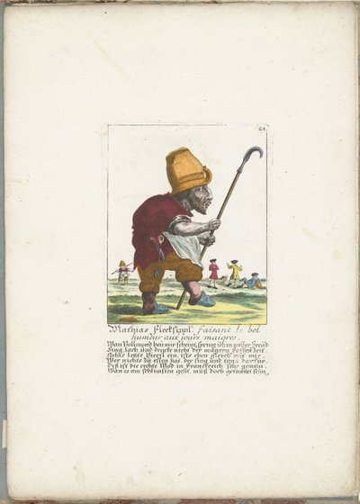 القزم المبتهج ماتياس فليكسيبل ، تقريبًا. 1710 Mathias Flecksippl، faisant le bel humeur aux jours maigres (العنوان على الكائن) Il Callotto resurcitato أو Neu einrichtes Zwerchen Cabinet (عنوان السلسلة) بواسطة مارتن إنجلبرخت (منسوب إلى)