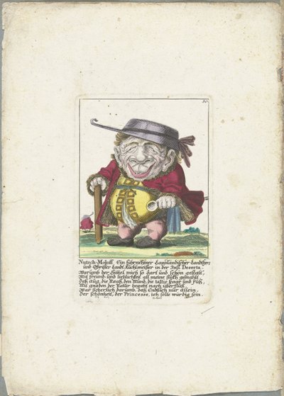 كاريكاتير Nutsch-Moloff Nutsch-Moloff أحد كبار مالكي الأراضي في لابلاند والعقيد Landt Kuchlmeister في جزيرة Deserta (العنوان على الكائن) Il Callotto resurcitato أو خزانة صغيرة مفروشة حديثًا (عنوان السلسلة) بواسطة مارتن إنجلبرخت (منسوب إلى)