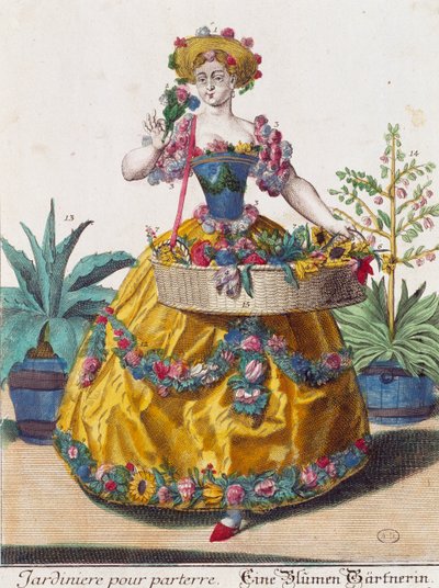 بستاني ، نقش من Assemblage des nouveau manouvries habilles بواسطة Martin Engelbrecht (1684-1756) ، ألمانيا بواسطة مارتن إنجلبرخت