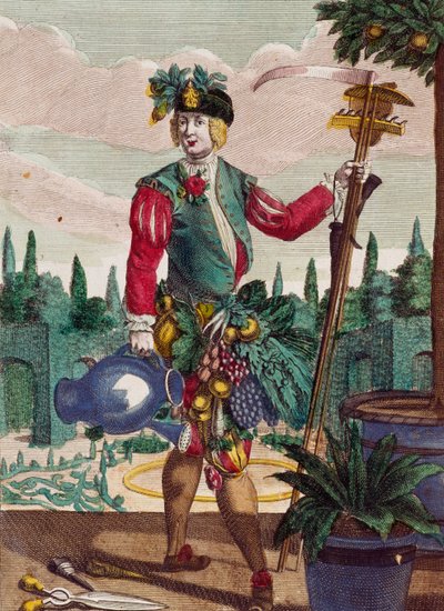 بستاني ، نقش من Assemblage des nouveau manouvries habilles بواسطة Martin Engelbrecht (1684-1756) ، ألمانيا بواسطة مارتن إنجلبرخت