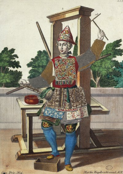 مُصنع أوراق ملونة ، نقش من Assemblage des nouveau manouvries habilles Martin Engelbrecht (1684-1756) ، ألمانيا بواسطة مارتن إنجلبرخت
