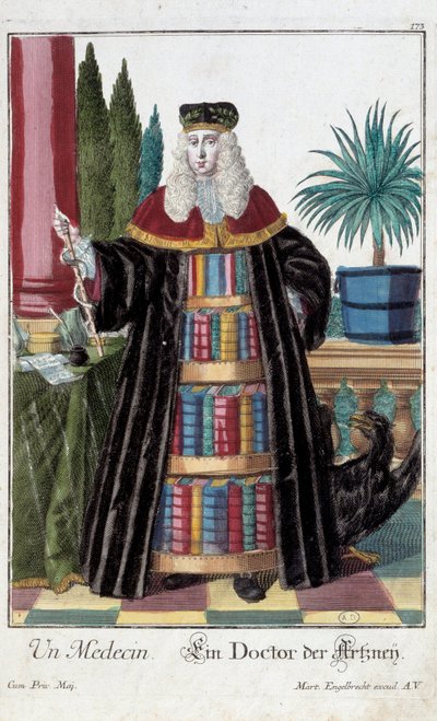 متير: طبيب. نقش لمارتن إنجلبريخت (1684-1756) ، في "" التجمع الجديد للمانوفريز habilles "" القرن الثامن عشر ، ألمانيا. باريس ، الفنون الزخرفية بواسطة مارتن إنجلبرخت