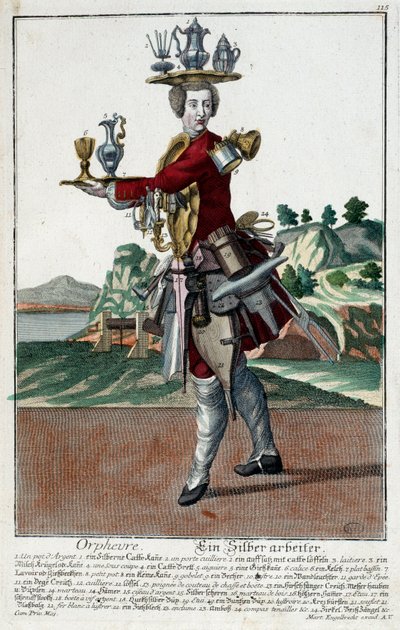 Metier: سمكة ذهبية. نقش لمارتن إنجلبريخت (1684-1756) ، في "" التجمع الجديد للمانوفريز habilles "" القرن الثامن عشر ، ألمانيا. باريس ، الفنون الزخرفية بواسطة مارتن إنجلبرخت