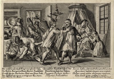 الباندور يزورون اليهود - إنجلبرخت ، مارتن (1684-1756) - 1756 - نقش على النحاس - 21،3 × 30،9 - مجموعة خاصة بواسطة مارتن إنجلبرخت
