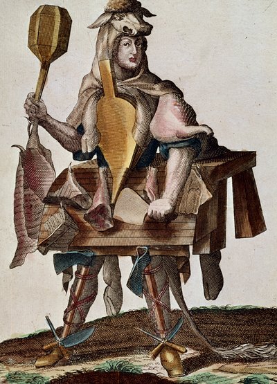 الجزار ، نقش من Assemblage des nouveau manouvries habilles Martin Engelbrecht (1684-1756) ، ألمانيا بواسطة مارتن إنجلبرخت