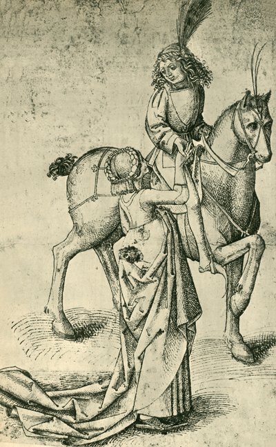 رايدر وامرأة ، c1480 ، 1943. بواسطة مارتن شونجاور