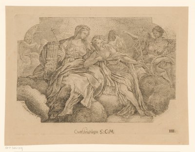 تجسيد الإناث للسلام والعدالة والوفرة لوحات السقف في Sacrestia di Solimena (عنوان السلسلة) بواسطة فرانشيسكو سوليمينا