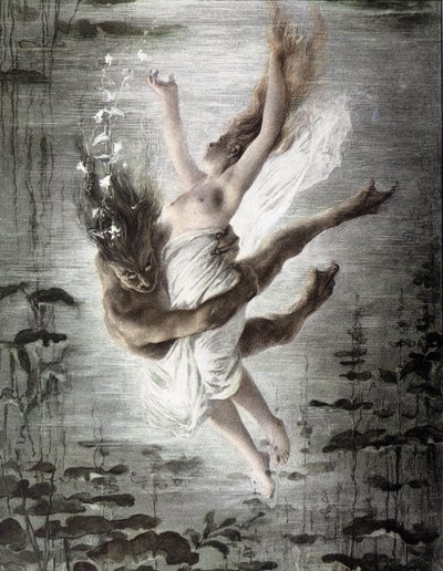 وحش بحري يختطف شابة (التفاصيل 14299) ، "" Allegorien "" ، مارتن غيرلاخ ، ج. 1900. بواسطة مارتن الأكبر غيرلاخ