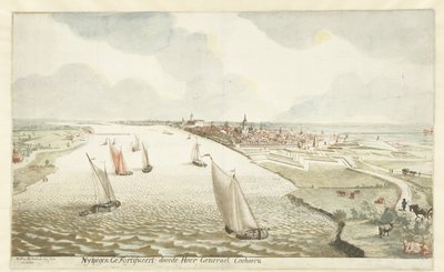 منظر للتحصينات بالقرب من نيميغن آن دي وال Nymegen محصن بواسطة Sir Generael Coehoorn (العنوان على الكائن) بواسطة مارتينوس بيركينبوم
