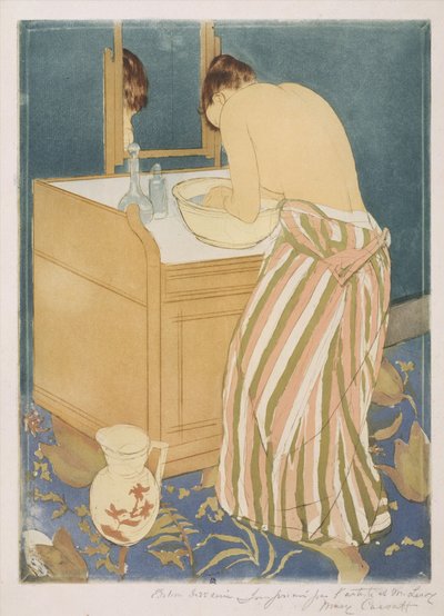 الاستحمام للمرأة (La Toilette) ، 1890-1 (نقطة الجفاف و aquatint) بواسطة ماري كاسات
