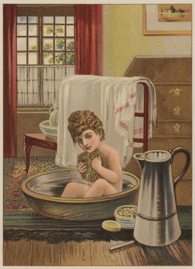 طفل يستحم (chromolitho) بواسطة ماري إلين إدواردز
