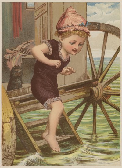 فتاة على وشك السباحة (chromolitho) بواسطة ماري إلين إدواردز