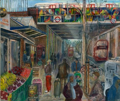 Ladbroke Grove قبل الإغلاق: 4 ، المحطة ، 2020 (النفط على متن الطائرة) بواسطة ماري كوبر