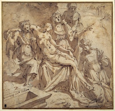 The Pieta (pen & brown ink with brown wash on white paper) بواسطة ماسو دا سان فريانو