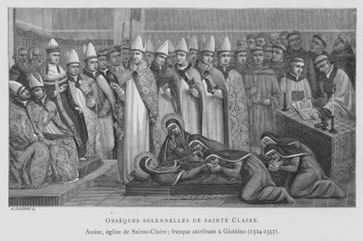 جنازة القديسة كلير (ليثو) بواسطة ماسو دي بانكو جيوتينو
