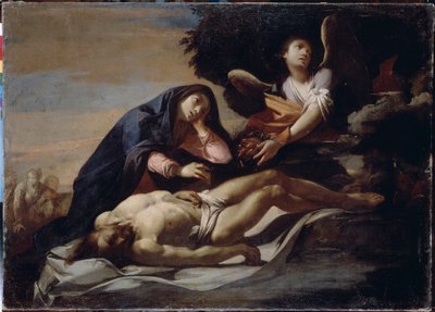 الرثاء على جسد المسيح. لوحة لماسيمو ستانزيوني (حوالي 1585 - حوالي 1658) ، زيت على قماش ، منتصف القرن السابع عشر ، الفن الإيطالي ، الفن الباروكي. متحف التاريخ والفن ، جيتومير (أوكرانيا) بواسطة ماسيمو ستانزيوني