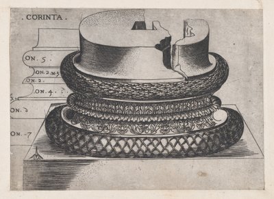 مرآة العظمة الرومانية: قاعدة كورنثية من Lateran Baptistery ، روما ، كاليفورنيا ... ، كاليفورنيا. 1537 بواسطة ماجستير GA