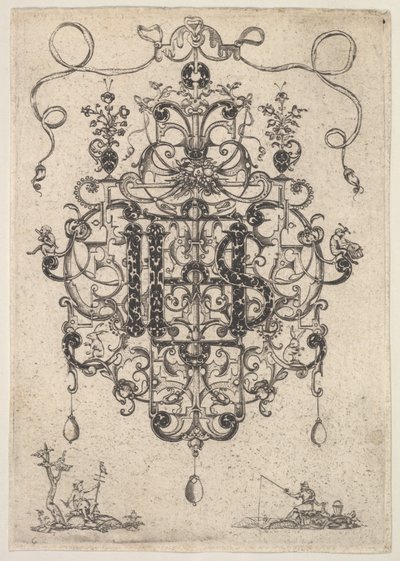 تصميم لقلادة مع IHS Monogram ، 1609. بواسطة ماجستير PRK