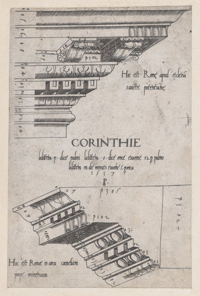 مرآة الروعة الرومانية: Entablatures من Santa Pudenziana وقوس Camigl ... ، 1537 بواسطة ماجستير PS