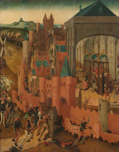 حصار رينين غزو ​​رينين جان الثاني فان كليف عام 1499 بواسطة سيد لوحات سانت إليزابيث (رفض الإسناد)