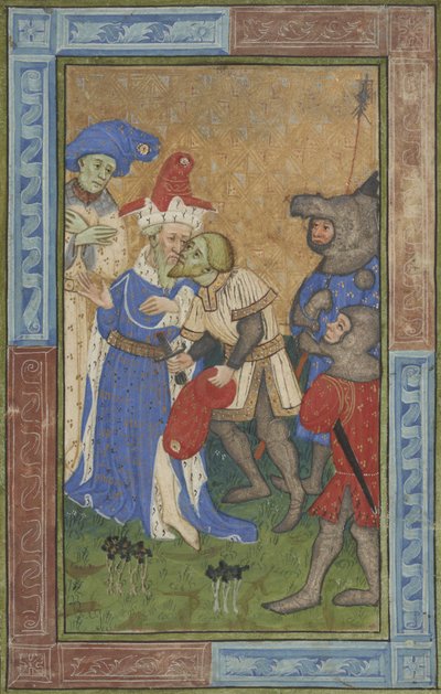 مشهد اغتيال السيدة B.11.7 ، ج .1420 (طلاء درجة الحرارة والفضة والذهب على الرق) بواسطة ماجستير في كلية ترينيتي