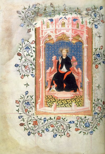 Roy 2 A XVIII f.7v St. John of Bridlington (d.1379) with the Book of Hours of John of Beaufort بواسطة سيد بوفورت القديسين