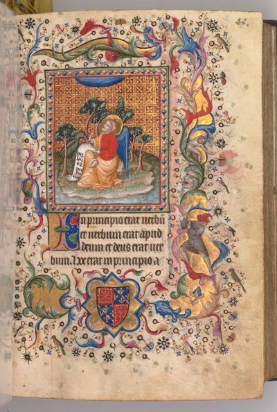 ساعات شارل النبيل ، ملك نافار 1361-1425: fol.1r، St. John the Evagelist، c. 1405. بواسطة ماجستير في الأحرف الأولى وشركاء بروكسل