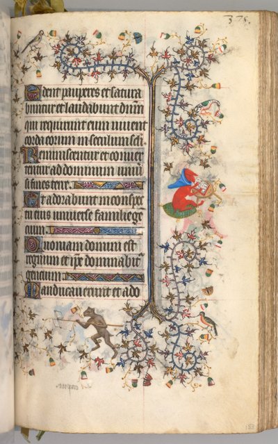 ساعات شارل النبيل ، ملك نافار 1361-1425: fol. 183 و ، نص ، ج. 1405. بواسطة ماجستير في الأحرف الأولى وشركاء بروكسل