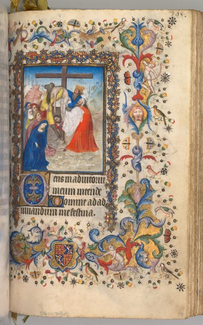 ساعات شارل النبيل ، ملك نافار 1361-1425: fol. 192 و ، أصل من الصليب ، ج. 1405. بواسطة ماجستير في الأحرف الأولى وشركاء بروكسل