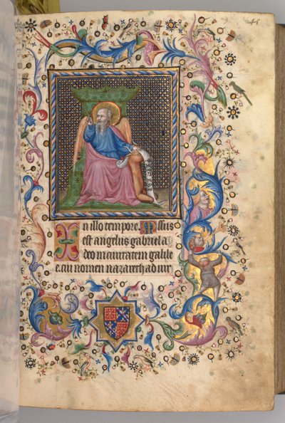 ساعات شارل النبيل ، ملك نافار 1361-1425: fol. 23 و ، القديس لوقا ، ج. 1405. بواسطة ماجستير في الأحرف الأولى وشركاء بروكسل