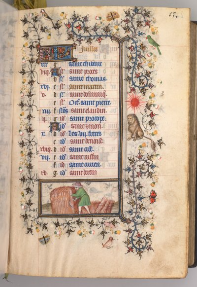 ساعات شارل النبيل ، ملك نافار 1361-1425: fol. 7 و ، يوليو ، ج. 1405. بواسطة ماجستير في الأحرف الأولى وشركاء بروكسل