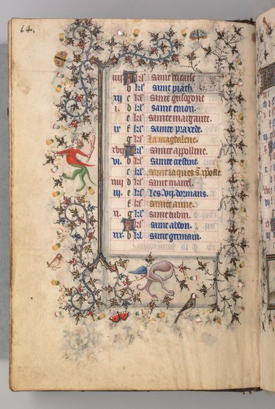 ساعات شارل النبيل ، ملك نافار 1361-1425: fol. 7 ظ ، يوليو ، ج. 1405. بواسطة ماجستير في الأحرف الأولى وشركاء بروكسل