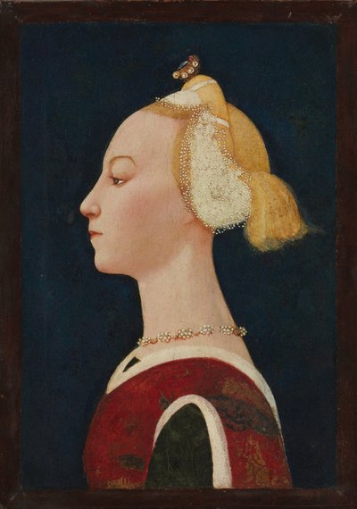 بورتريه لامرأة ، ج 1450 (تمبرا والذهب على قماش ، منقولة على الخشب) بواسطة Master of the Castello Nativity