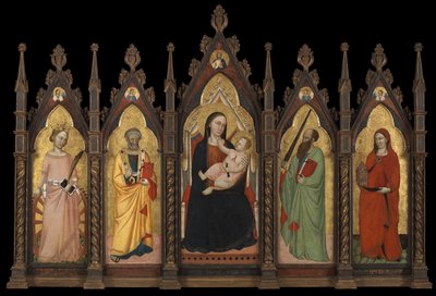 Polyptych - Virgin and Child Enthroned with Four Saints بواسطة ماجستير في التماثيل الدومينيكية