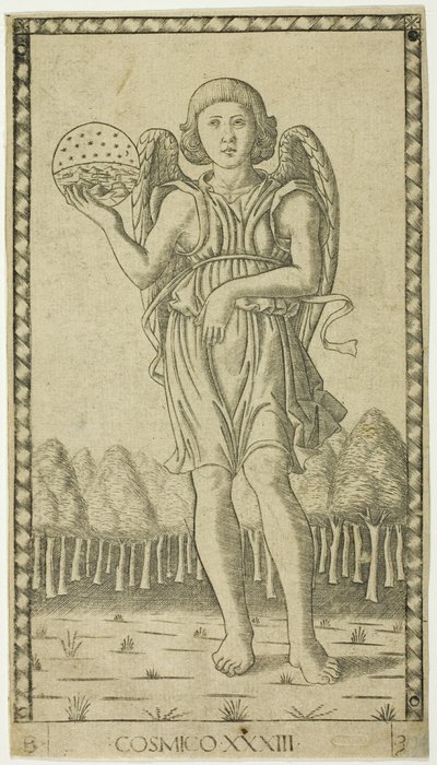 عبقرية العالم ، اللوحة 33 من Genii and Virtues بواسطة ماجستير في سلسلة E Tarocchi