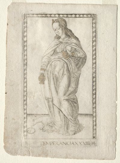 اعتدال من Tarocchi ، السلسلة B: المبادئ والفضائل الكونية ، رقم 34 ، قبل 1467. بواسطة ماجستير في سلسلة E Tarocchi