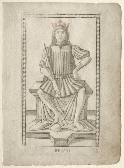 الملك من Tarocchi ، السلسلة E: أحوال الإنسان ، رقم 8 ، قبل عام 1467. بواسطة ماجستير في سلسلة E Tarocchi