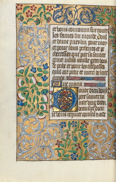 كتاب ساعات استخدام روان: fol. 151v ، حدود أوراق الشجر المتقنة ، ج. 1470. بواسطة سيد لاتيني جنيف