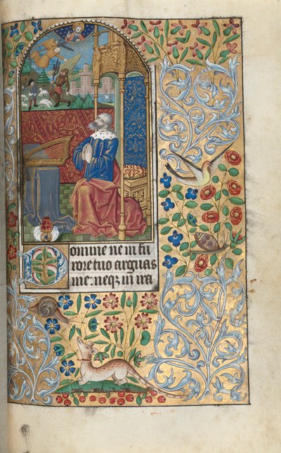 كتاب ساعات استخدام روان: fol. 80 و ، ديفيد بينيتنت ، على مسافة ديفيد سلايينج جليات ، c1470 بواسطة سيد لاتيني جنيف