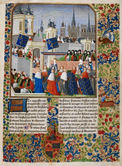 إيزابو بافاريا ، رسم توضيحي من "The Harley Froissart" ، حوالي 1470-72 (حبر وذهب على رق) بواسطة سيد هارلي Froissart